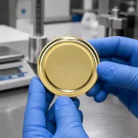 Goldener TO58 Einmachdeckel Draufsicht Innenansicht BioSeal BPA-NI unitemp Handschuhträger
