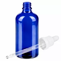 Professionelle blaue Pipettenflasche 100ml mit weißem Tropfer für genaue Abfüllung