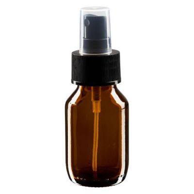 50ml Medizinflasche braun, Pumpzerstäuber schwarz ApoGlas