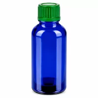 30ml Tropfflasche aus UV-schützendem blauen Glas mit grünem Verschluss für Tinkturen