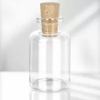 Glasflasche mit breitem Korpus 30ml und konischem Korken 11/14mm aus natürlichem Material