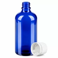 Nachfüllbare Glasflasche 100ml blau mit weißem Tropfdeckel für DIY Kosmetik und Seren