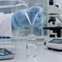 Robuster Glastrichter aus Borosilikat für sichere Handhabung aggressiver Chemikalien