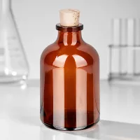 Bernsteinfarbene Laborflasche 50ml mit Kork für Proben und Reagenzien