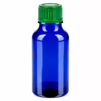 20ml blaue Glasflasche mit grünem Deckel ideal für ätherische Öle und Chemikalien