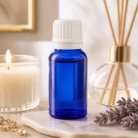 UV-Schutz Glasflasche 10ml Blau mit weißem Verschluss ideal für Naturheilkunde