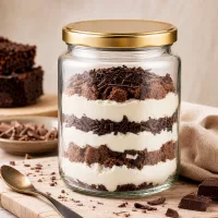 450g Honigglas BasicSeal als Dessertglas für Tiramisu Schichtdessert mit goldenem Deckel kreative Küchennutzung