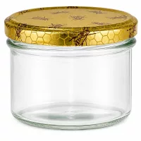 225ml Sturzglas mit goldenem Bienenwaben-Deckel für Honig Marmelade Einmachglas leer Twist-Off Verschluss