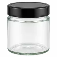 UNiTWIST 135ml Vorratsglas Rundglas schwarzer Schraubdeckel lebensmittelecht