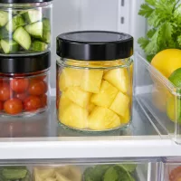 UNiTWIST 135ml Vorratsglas mit Schraubdeckel schwarz ideal zur Meal Prep und Obstlagerung
