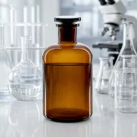 Pharmazie Vorratsflasche Braunglas 500ml Rundschulterform Enghals hermetisch verschlossen