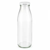 500ml Glasflasche mit weißem BioSeal Deckel, transparent, UN-zertifiziert, Milchflasche für Getränke und Lebensmittel