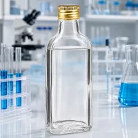 Hochwertige 100ml Flasche aus Klarglas mit goldenem Aluminiumverschluss PP22 Laborqualität