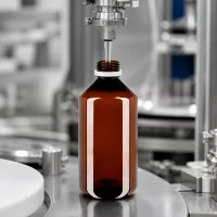Lichtschutz PET Rundflasche 750ml bernsteinfarben mit weißem Originalverschluss geriffelt