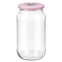 1062ml Rundglas mit BasicSeal Deckel Herz rosa Einmachglas Vorratsglas transparent leer