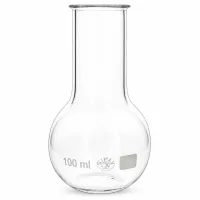 Bauchiger Glaskolben 100ml mit stabilem Stand für sichere Aufbewahrung von Chemikalien