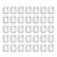 Kleine hexagonale Glasgefäße 47ml im 48er Set weiße Deckel UNiTWIST für Aufbewahrung
