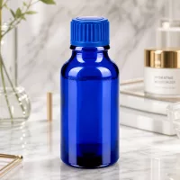 Praktische kleine Glasflasche 20ml in Kobaltblau für diskrete portable Nutzung