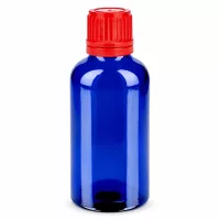 Kompakte 50ml Flasche blau transparent roter Verschluss 11mm SV BlueLine UT18