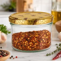300g Honigglas mit Bienenwaben-Deckel als Gewürzdose für Chilliflocken in der Küche verwendbar