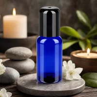 Elegante Roll-On Flasche 20ml in nachtblau mit schwarzer Rollerball-Kappe STD BlueLine Qualität