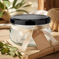 UNiTWIST 120ml Terrinenglas mit schwarzem Deckel und leerem Etikett zum Beschriften Geschenkidee