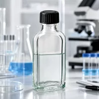 Kompakte Meplat Flasche 50ml klar mit flachem Boden und hermetisch dichtendem Verschluss