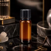 10ml Dropper Bottle Apothekenglas mit schwarzem Blinddeckel und Originalitätsring Frontansicht