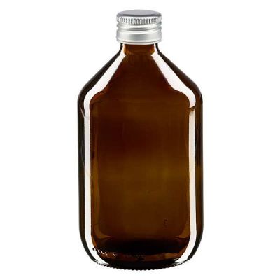 500ml Medizinflasche braun, mit Verschluss silber Aluminium ApoGlas