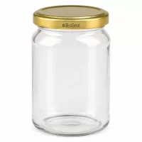 UNiTWIST Runda205 Einmachglas mit goldenem TO58 BioSeal Deckel leeres rundes Glasgefäß für Konservierung