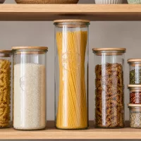 WECK Vorratsglas 1500ml RR100 mit Holzdeckel für Spaghetti Reis Nudeln perfekte Küchenorganisation Pantry