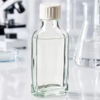 50 ml Meplat Flasche klar mit Gießring für Labor und Pharmazie