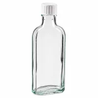 100ml Meplat Flasche aus klarem Glas mit Gießring ideal für Flüssigkeiten