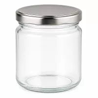 212ml Rundglas mit silbernem BasicSeal Deckel - leeres Einmachglas aus klarem Glas für Konserven und Aufbewahrung