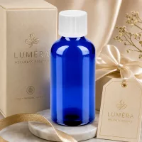 50ml Glasflasche BlueLine Serie mit bewährtem UT18 Gewinde für zuverlässigen Verschluss