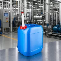 Robuster Flachkanister 20L in Blau mit weißem Auslaufstutzen für Chemie und Reinigungsmittel
