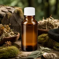 Kompakte Braunglas-Arzneiflasche 20ml mit präzisem 0,9mm Tropfeinsatz in Naturambiente