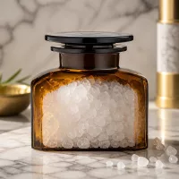 Dekoratives Gewürzglas 150 ml Vierkant-Apothekerflasche mit grobkörnigem Salz