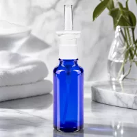 Blaue Rollrandflasche 30ml mit weißem Nasalsprühkopf klare Spitze Badezimmerdekoration