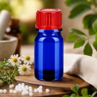 Ergonomische 5ml Glasflasche mit griffigem roten 11mm Schraubverschluss für einfache Handhabung