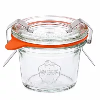 WECK Sturzglas 35ml RR40 mit Glasdeckel Gummiring und Klammern für Einmachen und Konservieren