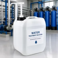 Tragbarer 5 Liter Industriekanister mit Griff und Dosierpumpe für gewerbliche Wasserbehandlung