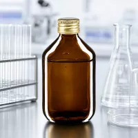 Professionelle Arzneimittelflasche 300ml braun mit auslaufsicherem goldenem Schraubdeckel