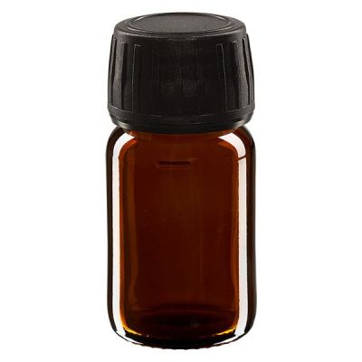30ml Medizinflasche braun, Verschluss schwarz mit Originalitätsring ApoGlas