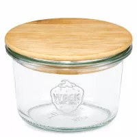 WECK Sturzglas 80ml RR60 mit Bambusdeckel aus Holz für Aufbewahrung und Einmachen