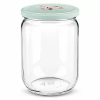 Glasdose 555ml zylindrisch mit mintgrünem Metalldeckel Herz-Blumen-Design UNiTWIST