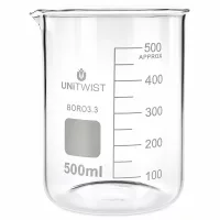 Laborglas 500ml Becherglas niedrige Form Borosilikat mit Ausgießer und Graduierung