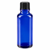 Blaue UV-Schutz Glasflasche 30ml mit schwarzem STD Tropfverschluss für Pharmaprodukte