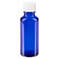 Hochwertige 30ml Apothekerflasche Blauglas lichtgeschützt mit weißem Schraubverschluss Standard