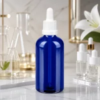 Premium Glasflasche 100ml blau mit graduierter Pipette für exakte Dosierung BlueLine UT18/100